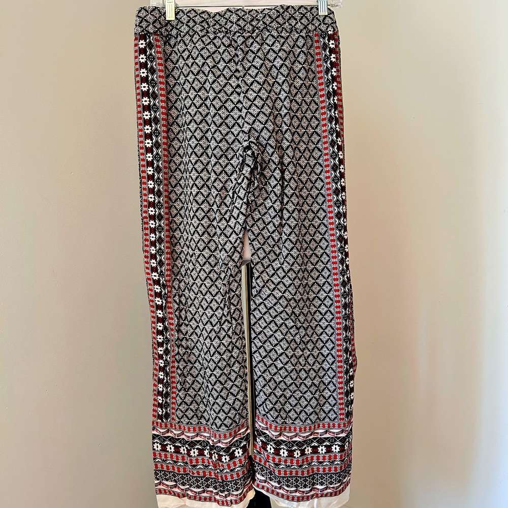 ANN CARSON Patterned Black and White Women's Pants